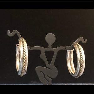 Hoop Gold and Silver Tone Post Back Earrings